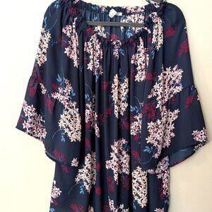 Violet & Claire Women's Navy Blue Floral Boho Blouse. Size 1X